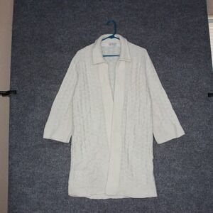 Sweater Bee‎ by Banff Womens Knit Cardigan Sweater Coat Cream Cable Knit Large